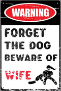 Funny Beware of Wife Novelty Tin Sign – Retro Metal Wall Art