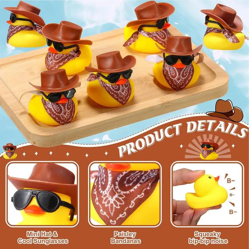Car Rubber Duck Cowboy Cool Dashboard Ornament Sunglass Toy