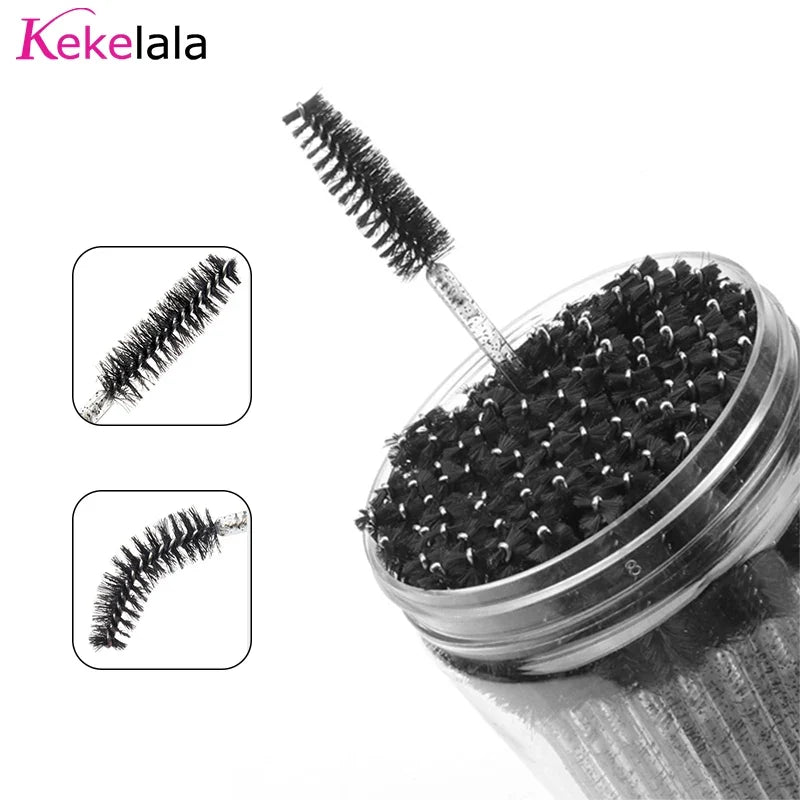 50pc Disposable Mascara Wands & Spoolie Brushes in Bottle