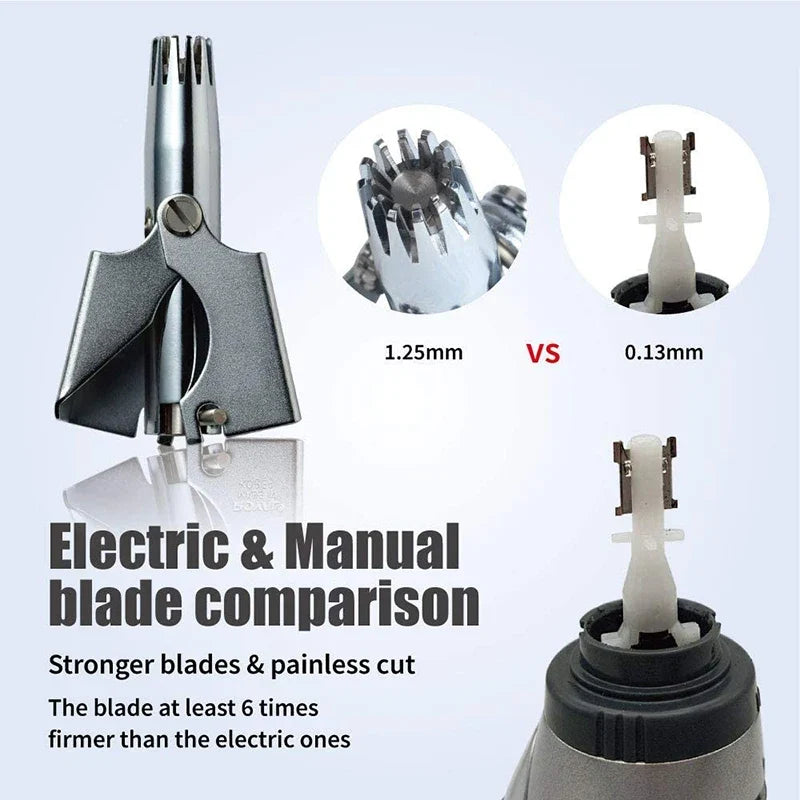 Nose Hair Ear Trimmer Men Stainless Steel Manual Washable Portable
