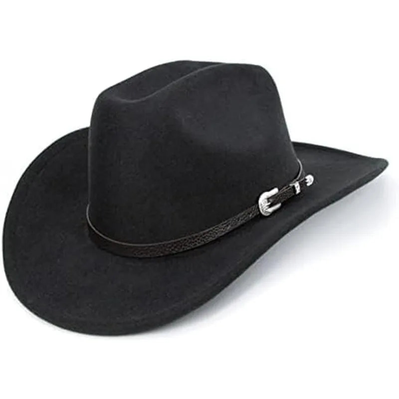 Western Cowboy Hat Unisex Roll Up Hat with Buckle Belt – Size M