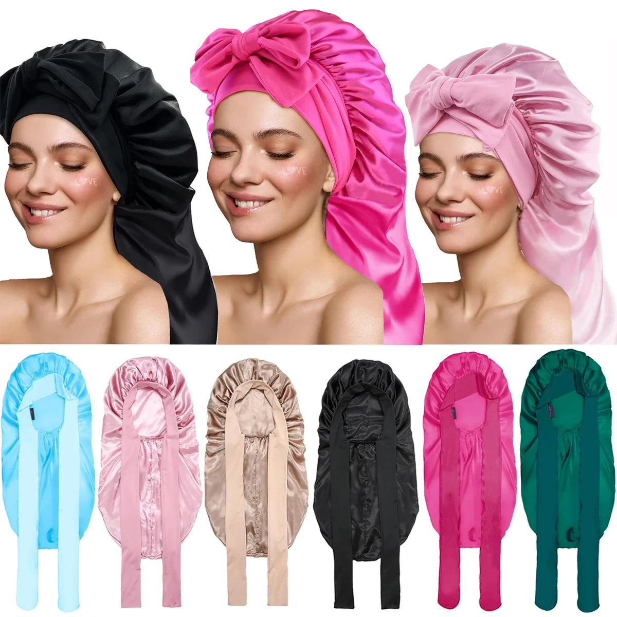 Extra Large Satin Bonnet for Natural & Curly Hair | Sleep Cap