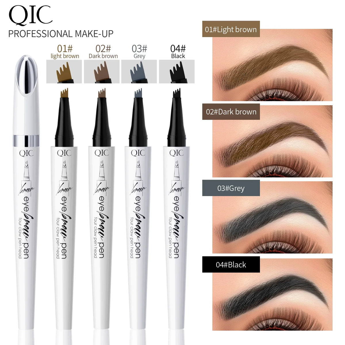 QIC 4-Tip Waterproof Microblading Eyebrow Pen | 4 Colors