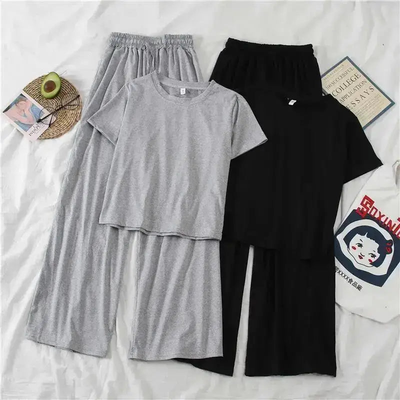 Women's 2-Piece Loose Pajama Set – Casual Short Sleeve Sleepwear