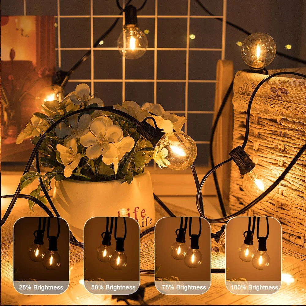 G40 LED Outdoor String Lights | Shatterproof Patio Globe Bulbs