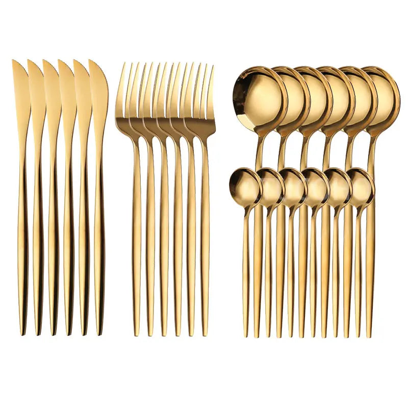 24-Piece Gold Stainless Steel Cutlery Set for 6 | Gift Box