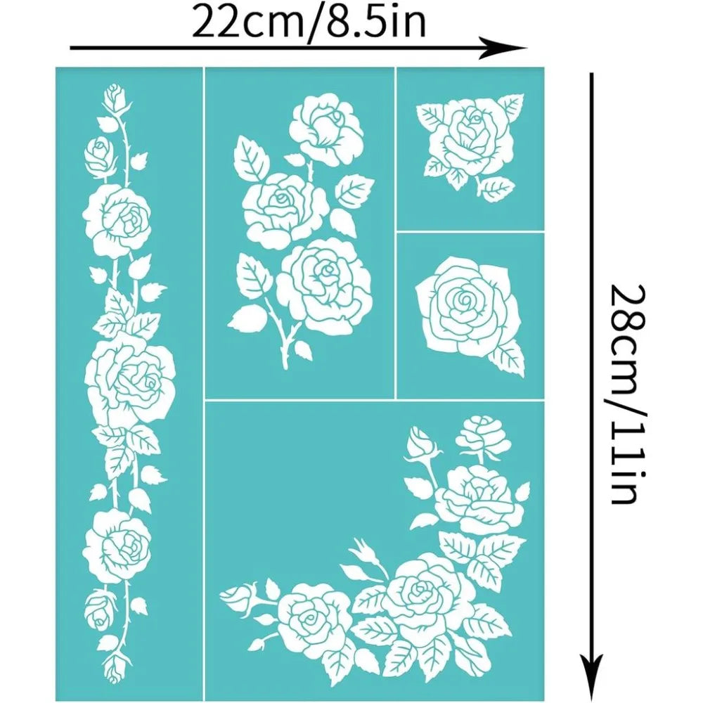 Rose Silk Screen Printing Stencils 2 Pcs – Reusable Mesh