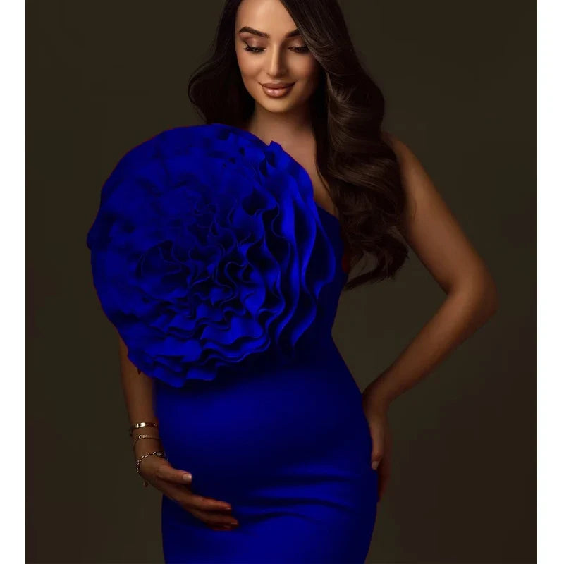 Red Maternity Photoshoot Dress | Custom Floral Bodycon Gown