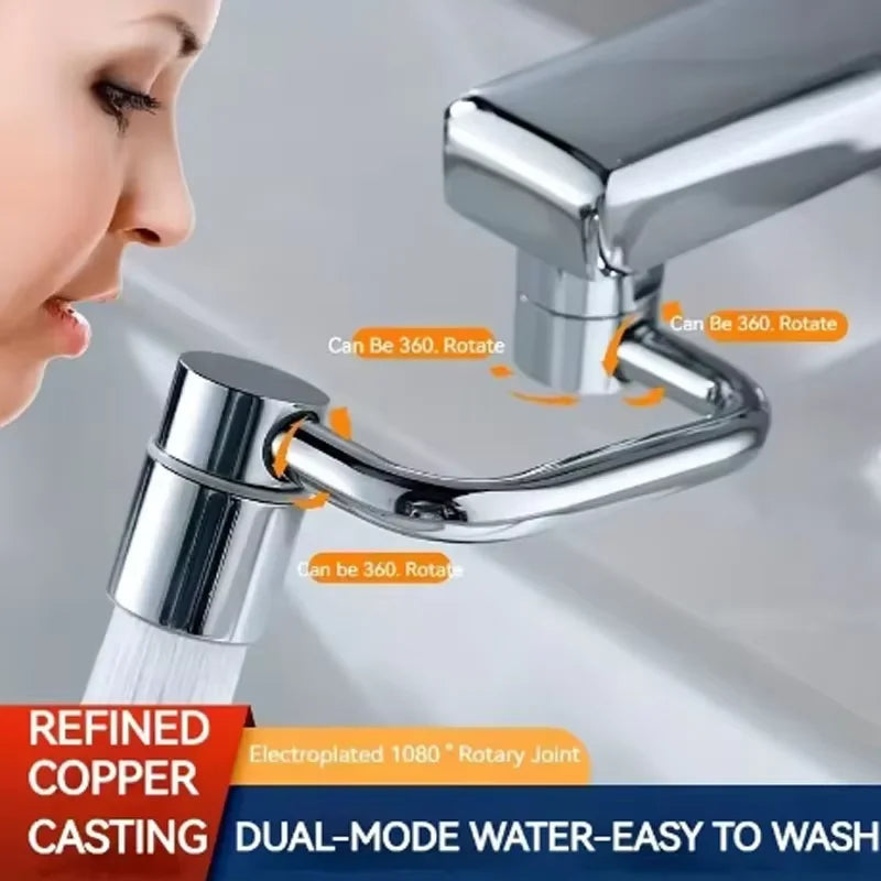 1080° Swivel Stainless Steel Faucet Extender – Dual Spray Mode