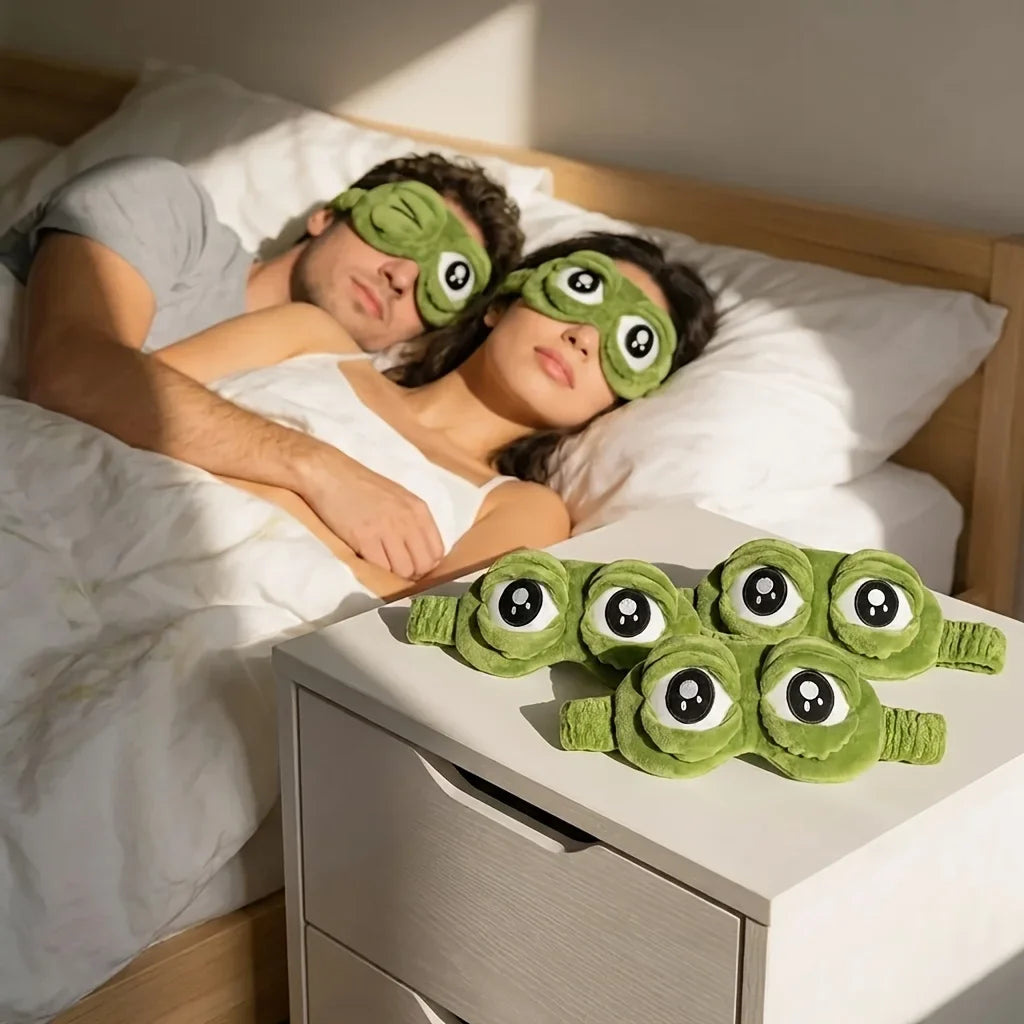 3D Frog Sleep Mask – Soft Flannel Blindfold for Travel & Rest