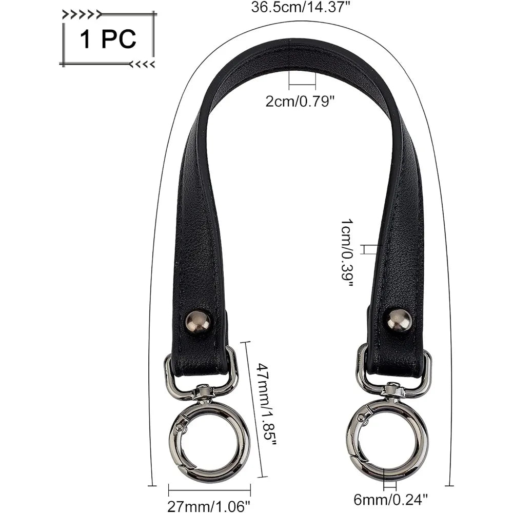 Genuine Leather Bag Strap 14.37" Black Purse Handle Replacement