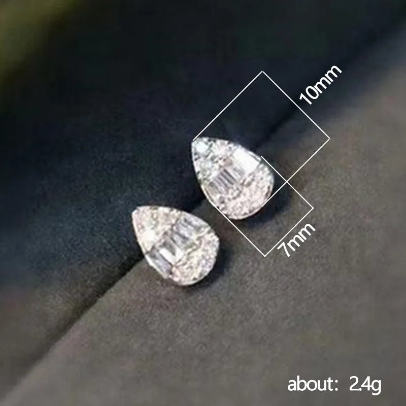 Huitan Pear Shape CZ Stud Earrings for Women | Cubic Zirconia