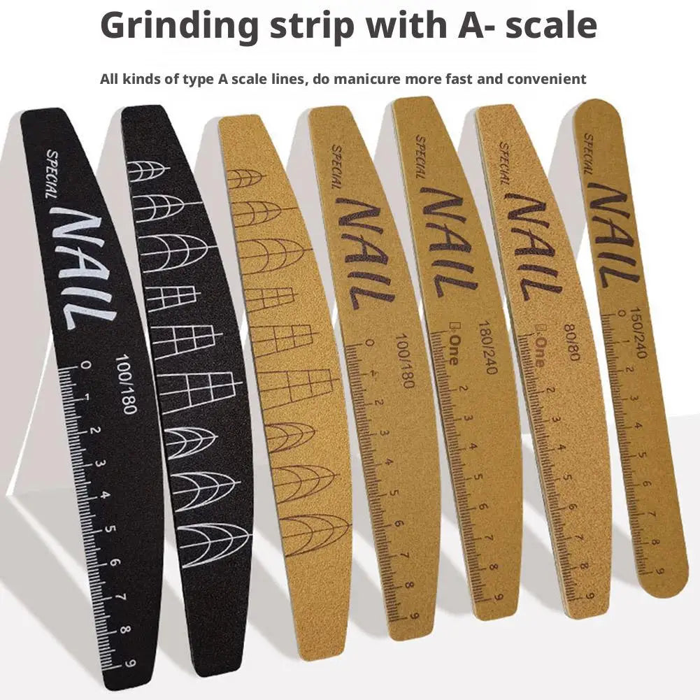 Double-Sided Nail Files 100/150/180/240 Grit with Scale Guide