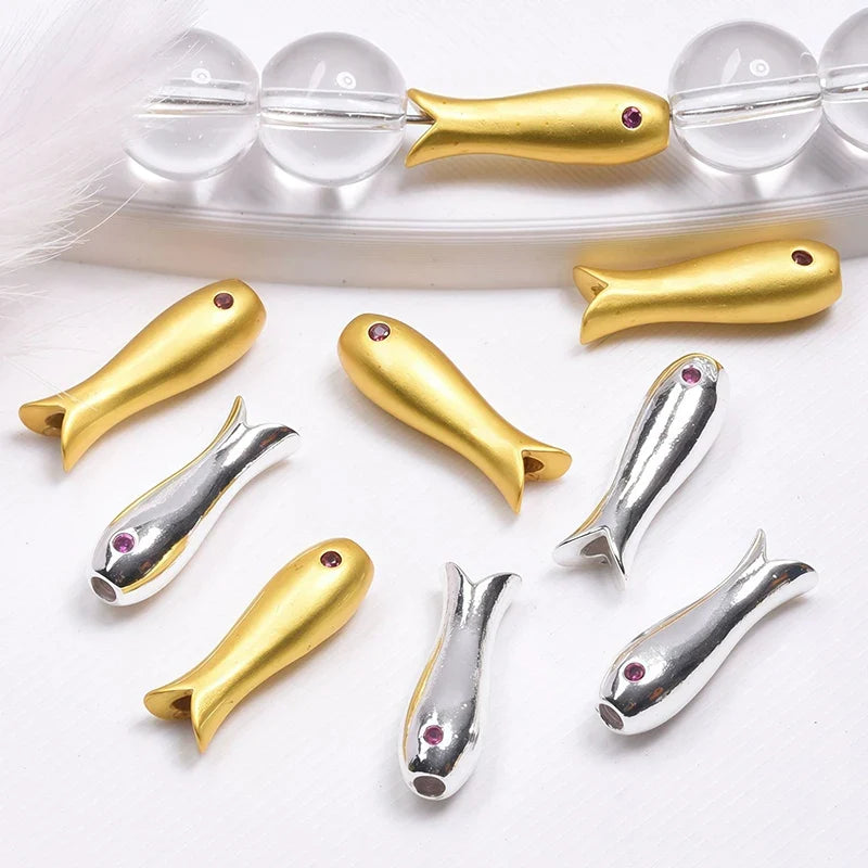 10Pcs Gold Fish Spacer Beads – Stainless Steel DIY Charms