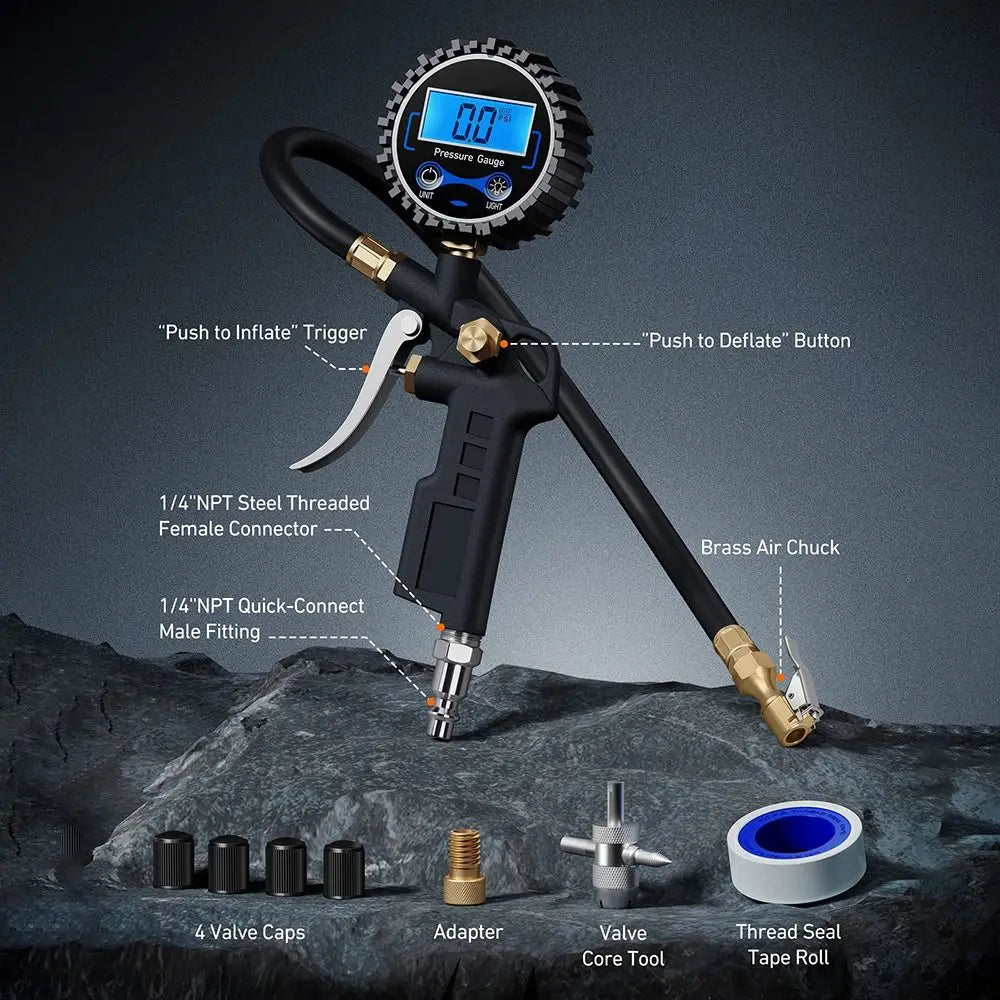 Digital Tire Pressure Gauge 250 PSI 0 1 Resolution Heavy Duty Air