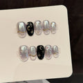 Sweet Stars Bow Press-On Nails | Cat's Eye French Tips 10pcs
