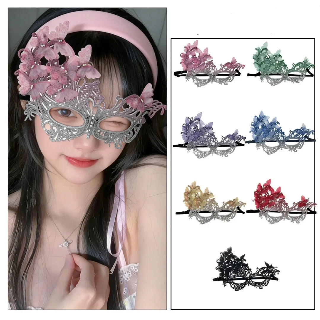 Gradient Butterfly Masquerade Mask Sexy Lace Half Face Luxury