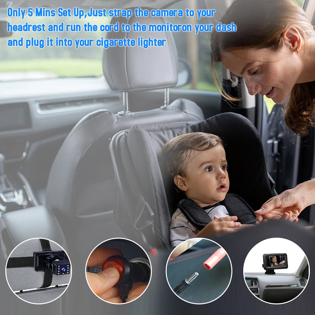 KKMOON 1080P Baby Car Monitor | 4.3" IPS & Night Vision