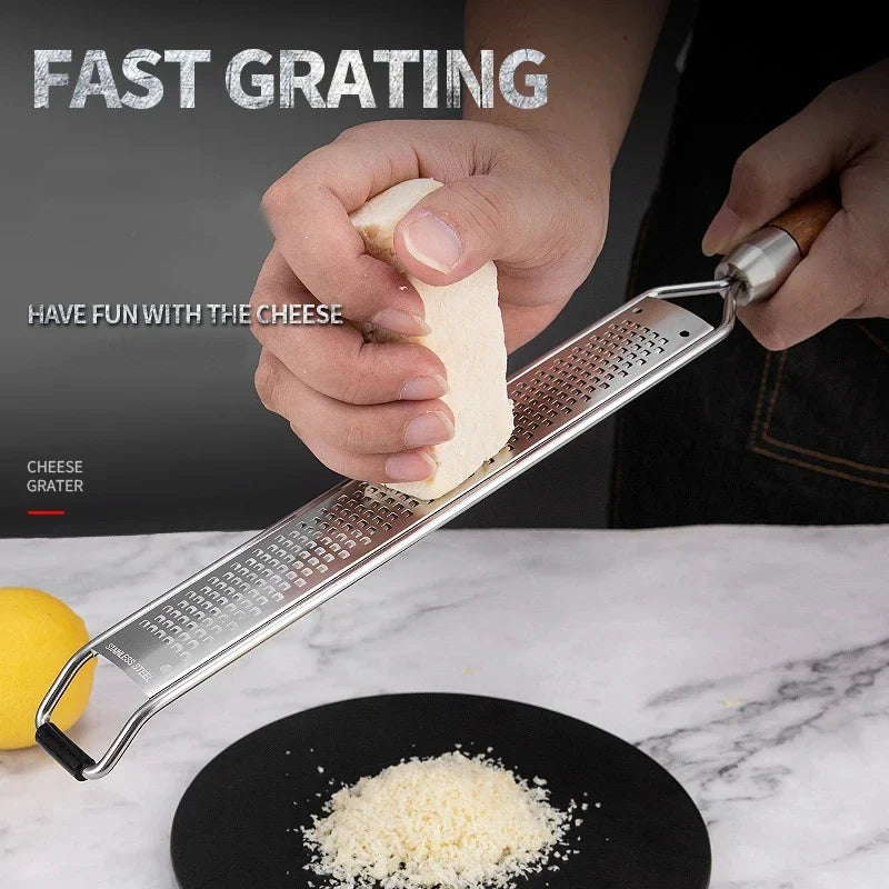 Wooden Handle Zester & Grater – Stainless Steel Kitchen Tool