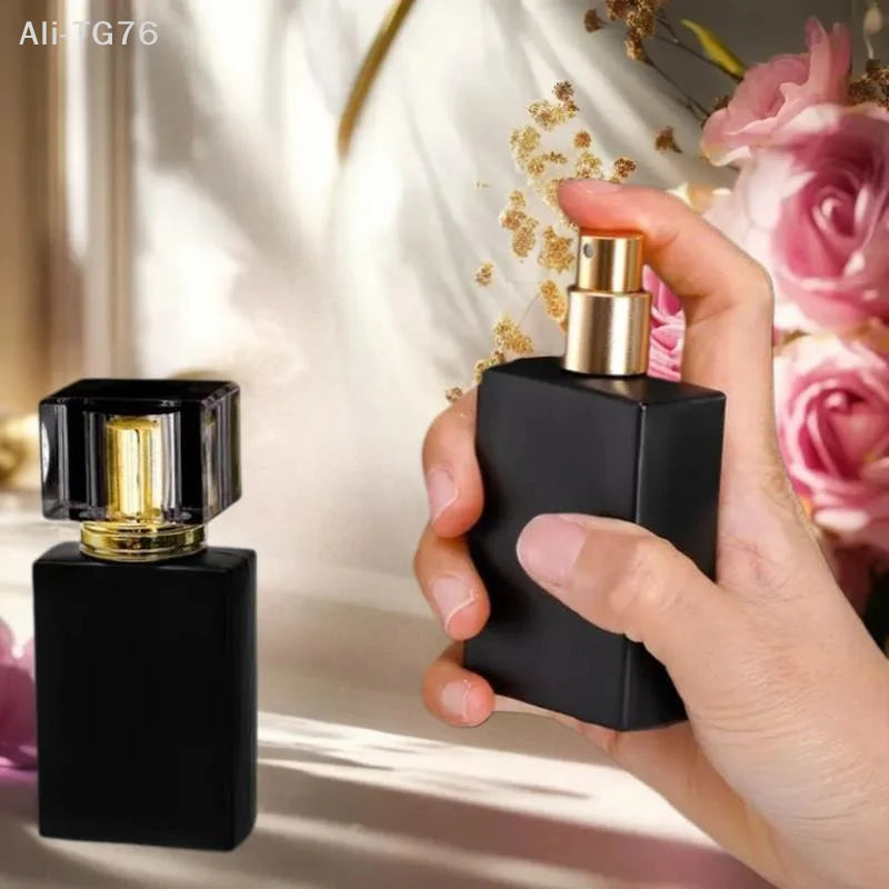 Matte Black Glass Perfume Spray Bottle 30ml 50ml | Refillable