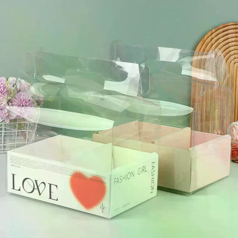 Clear PET Cake & Flower Gift Box with Handle | Party Favor