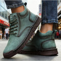 DQTBE Men's Lace-Up Leather Casual Sneakers | Breathable Flats