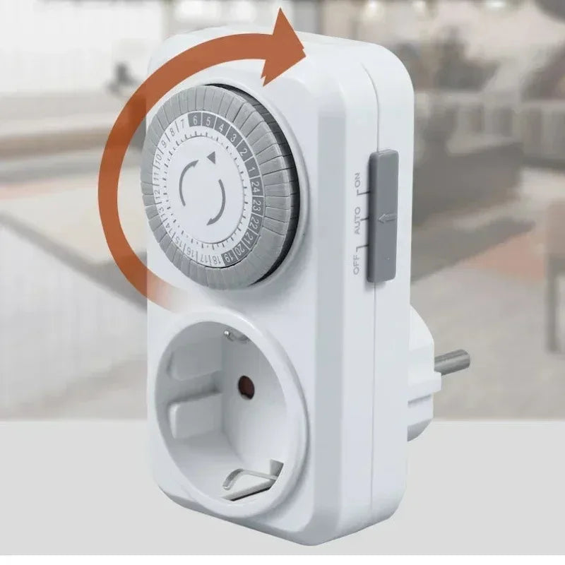 EU Plug 24-Hour Mechanical Timer Socket 16A 3680W Auto Switch