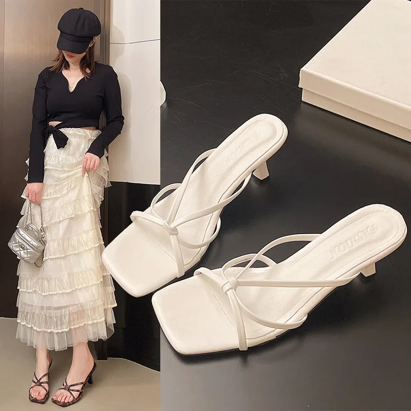 Women's High Heel Clip Toe Slippers – Elegant Dress Slides