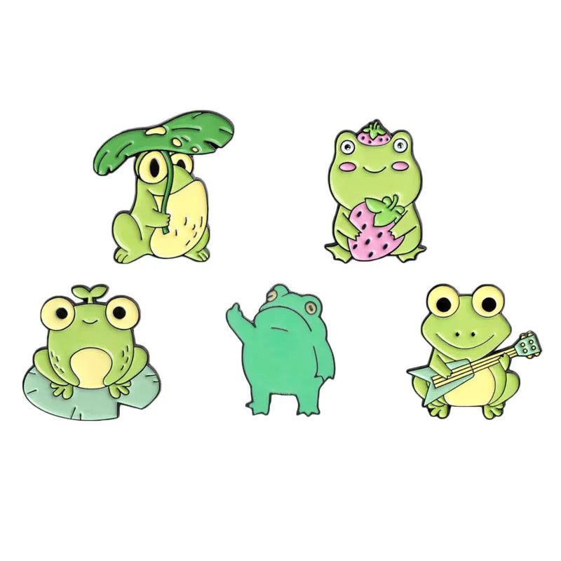 Funny Frog Zinc Alloy Brooch – Cartoon Animal Badge Pin