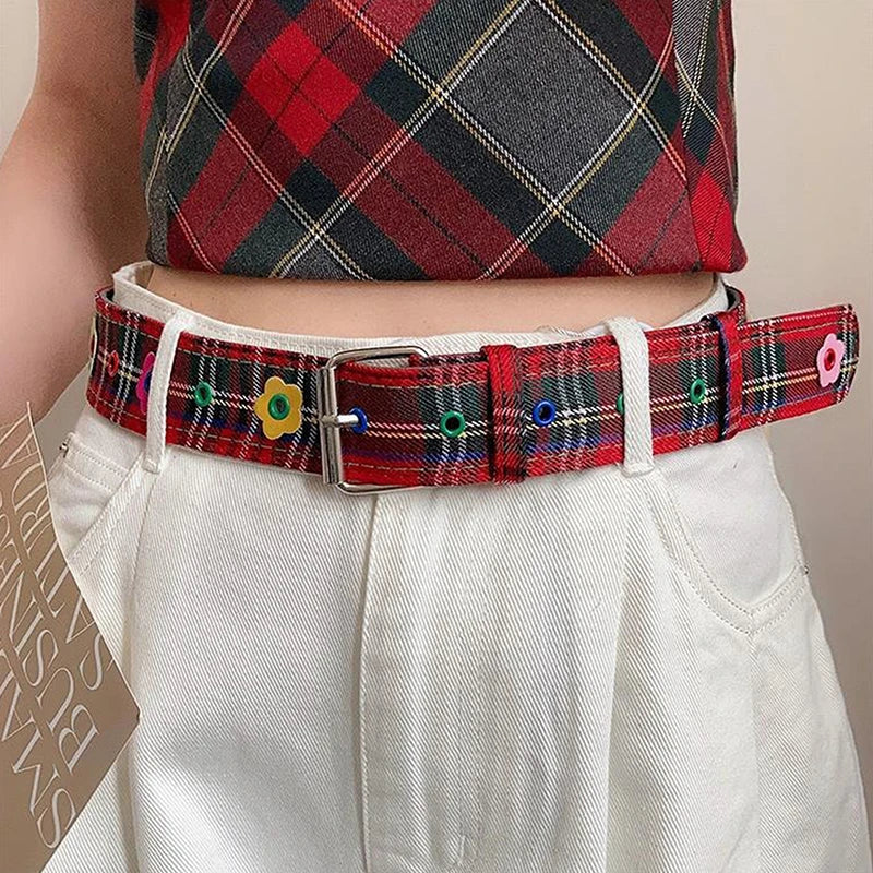 Women's Y2K Plaid Denim Belt – Dopamine Fashion Accessory