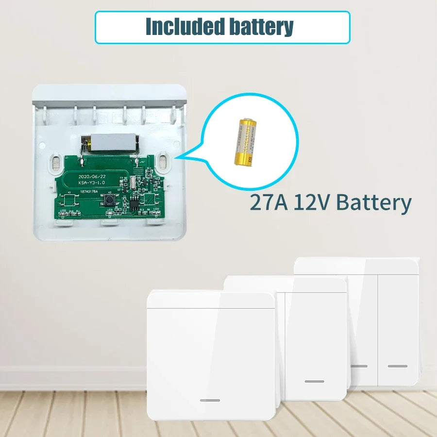 433MHz Wireless Wall Switch 1/2/3 Gang Remote Light Control