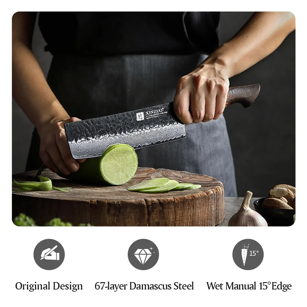 XINZUO 7" Nakiri Knife – 67-Layer Damascus Steel | Gift Box