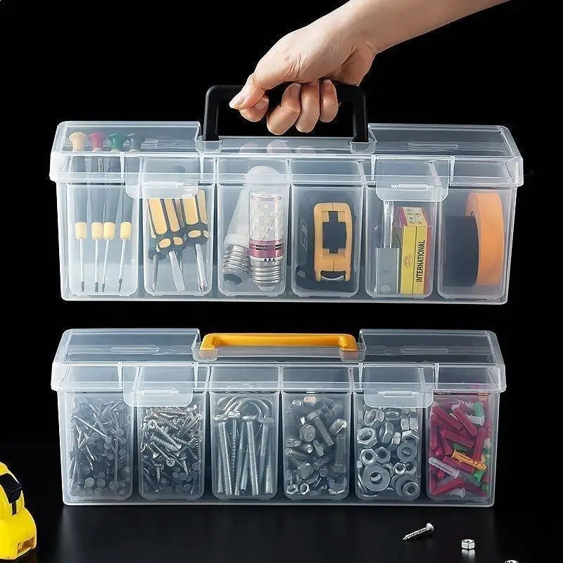 Multi-Compartment Transparent Tool Organizer Storage Box