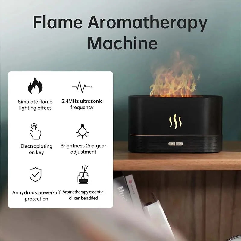 LED Flame Effect Ultrasonic Essential Oil Diffuser & Humidifier
