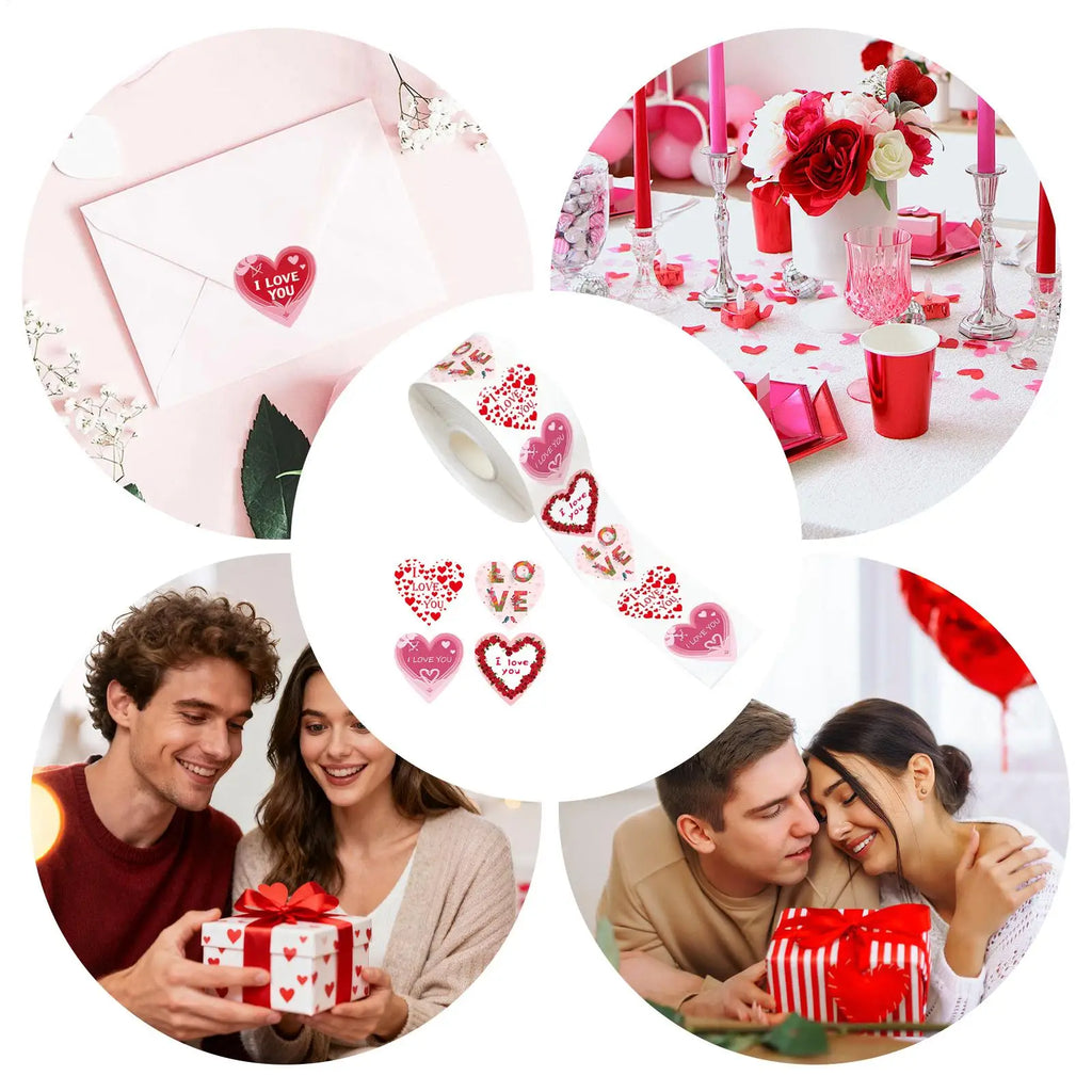 Waterproof Heart Stickers Self-Adhesive Seal Labels for Crafts