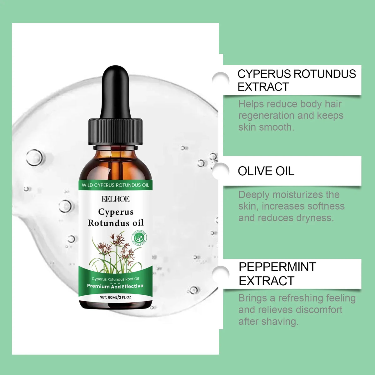 Eelhoe Cyperus Rotundus Hair Inhibitor Oil Serum 60ml