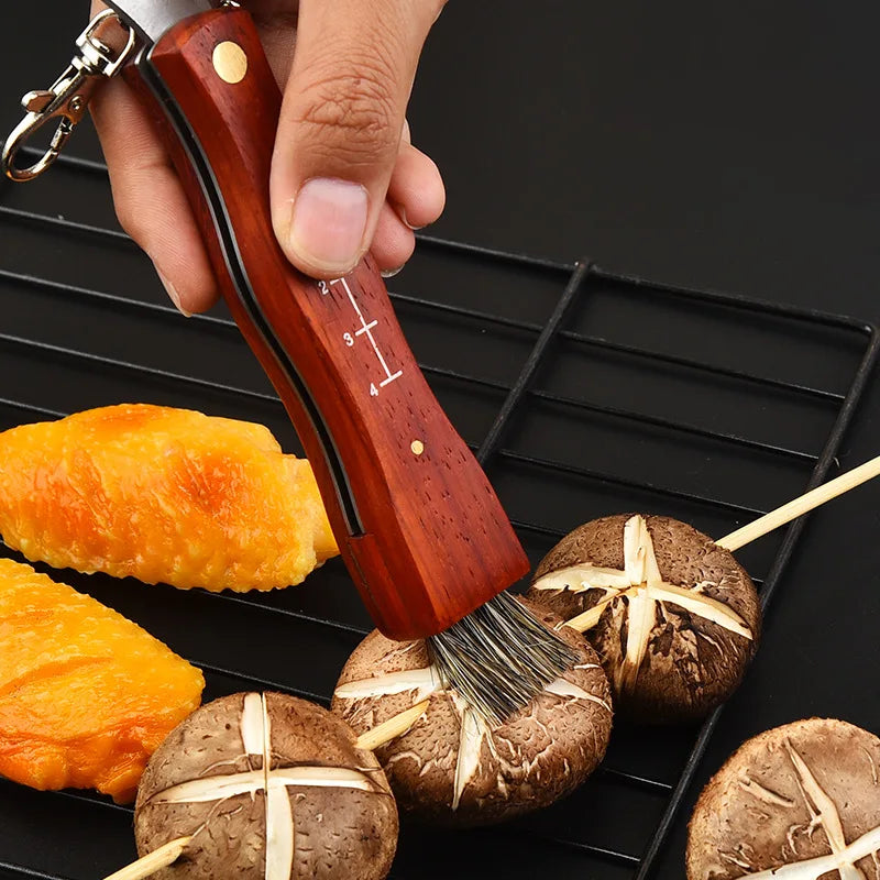 Mini Mushroom Foraging Knife – Rosewood Handle & Brush