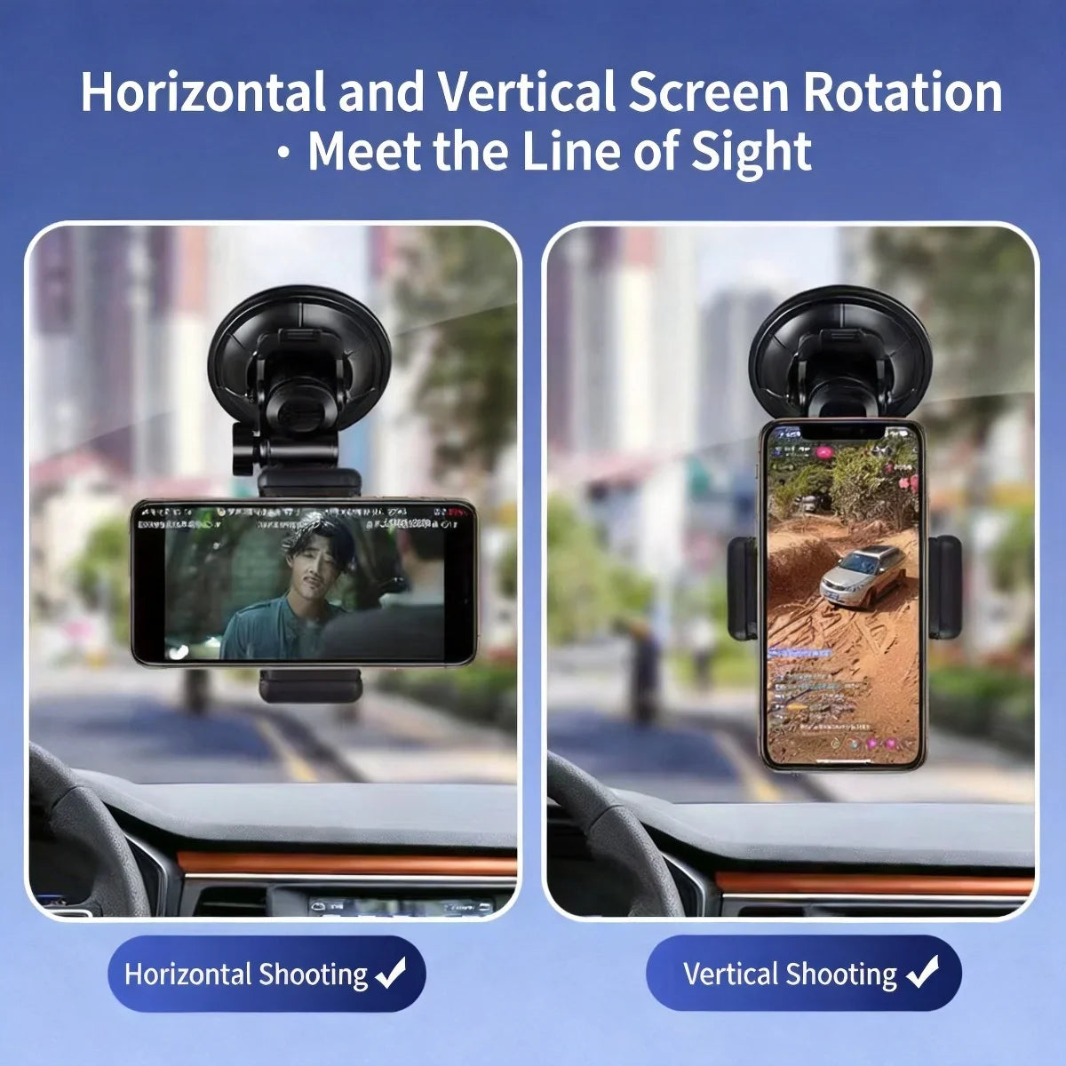 Universal Car Phone Holder – 360° Suction Cup Windshield Mount