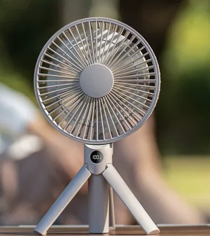 USB Rechargeable Foldable Camping Fan – Digital Display Tripod