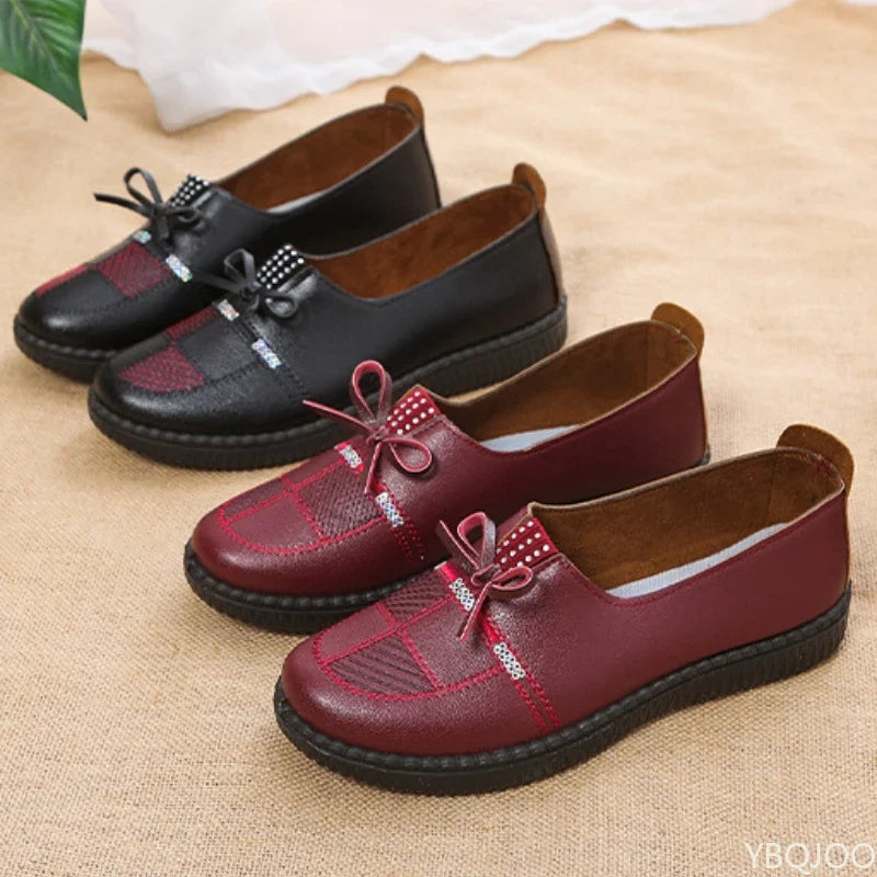 Women's Soft Sole Leather Loafers – Anti-Slip Casual Flat Shoes