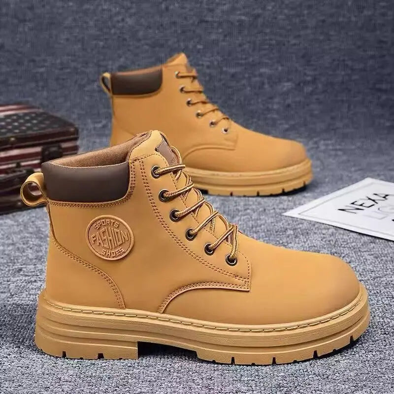 Men's High-Top Lace-Up Motorcycle Desert Boots | YBQJOO