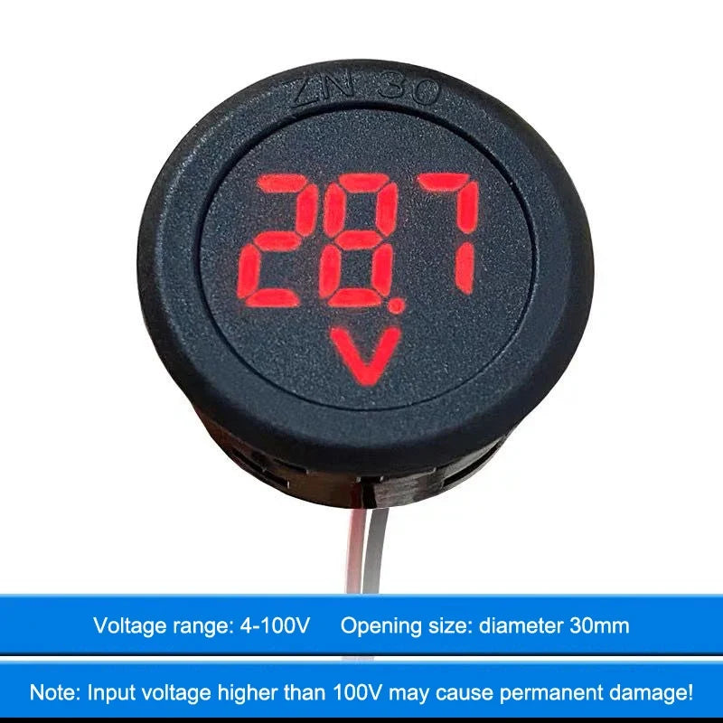 Waterproof DC 4-100V LED Digital Voltmeter – Vehicle Battery Monitor