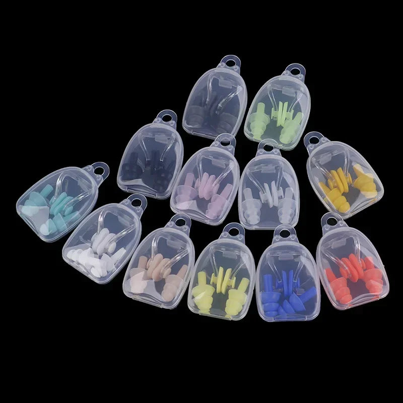 Soft Silicone Swimming Earplugs Nose Clip & Case Set
