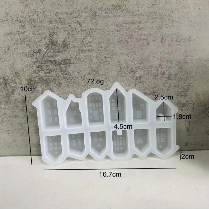 3D Nordic House Silicone Mold – 12-Hole Mini Candle & Craft Mold