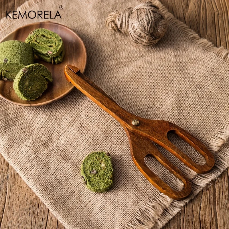 Wooden Scissor Kitchen Tongs – Non-Slip Salad & Grill Tongs
