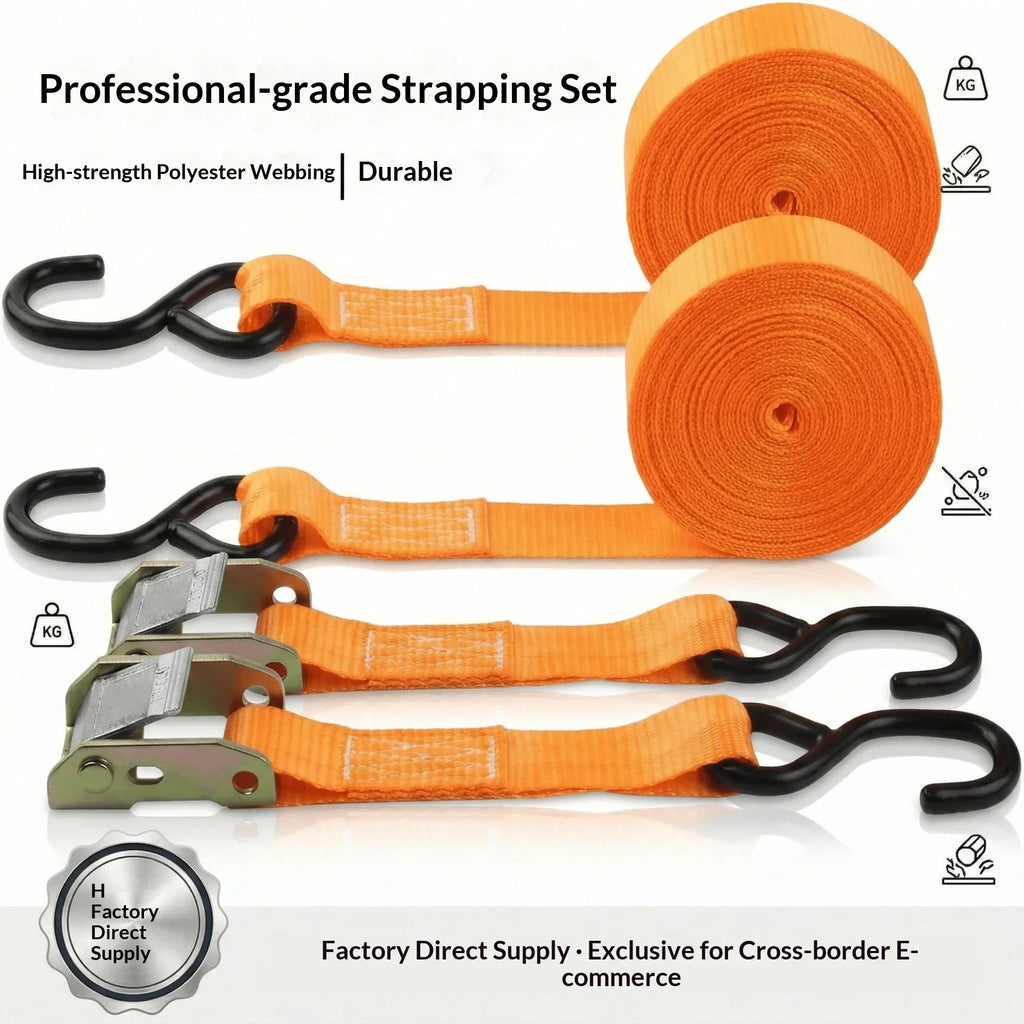 Ratchet Tie-Down Cargo Strap – Metal Buckle, 250KG Capacity