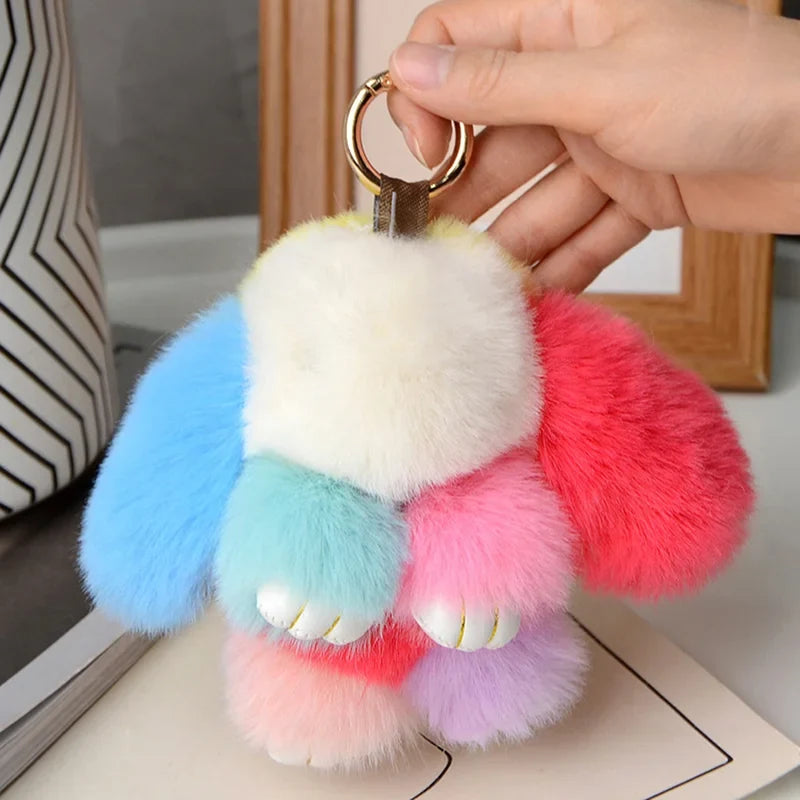 Gifts Rabbit Fur Keychain Women Bag Car Key Chain Pendant Decoration