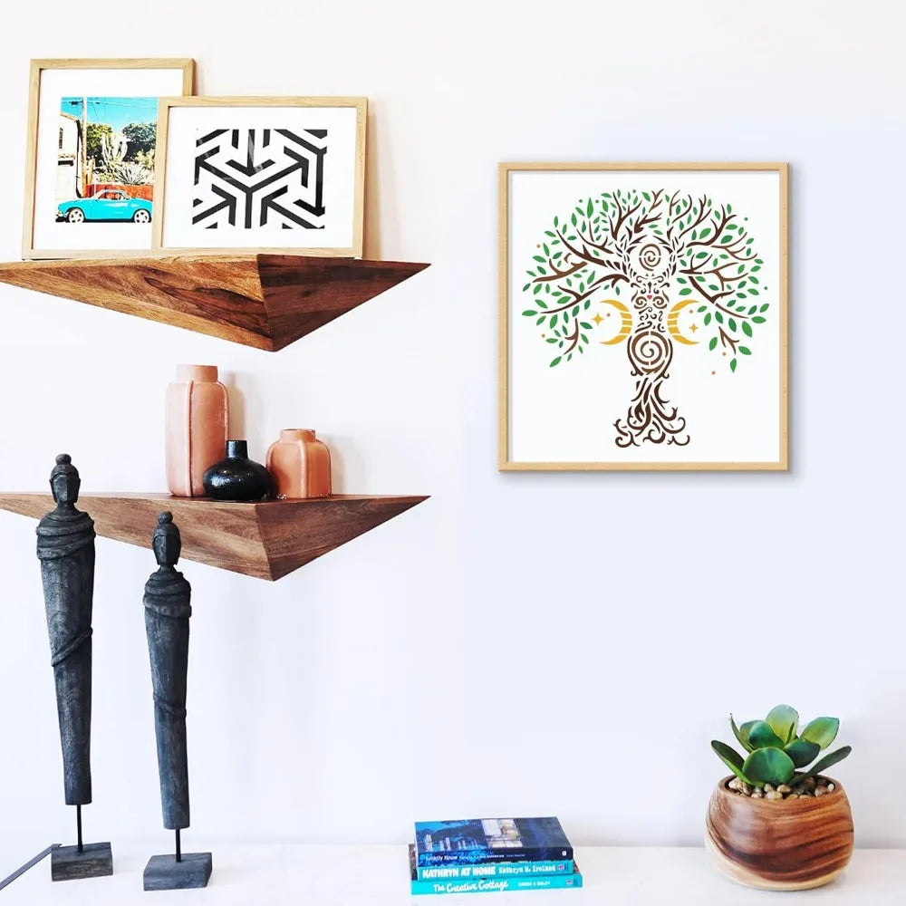 Tree of Life Stencil 11.8" – Reusable PET Moon Star DIY Art
