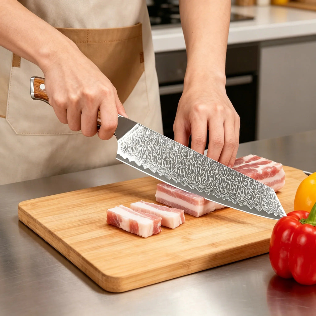 Damascus Steel Kiritsuke Knife – Sharp Chef's Slicing Knife