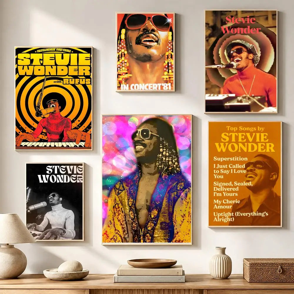 Stevie Wonder HD Waterproof Wall Poster PVC Sticker | Music Décor